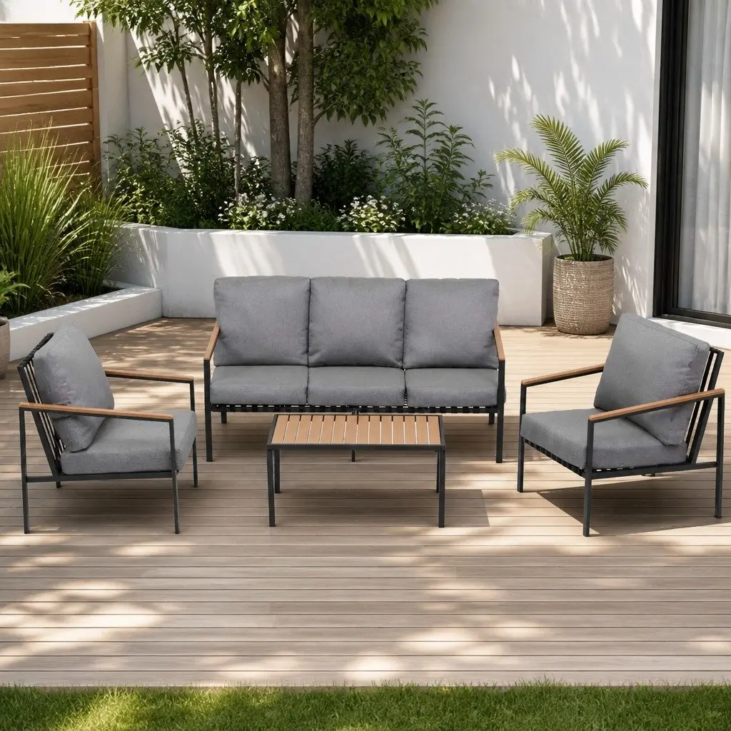 5 Seater Outdoor Lounge Set 4 Piece Sofa Chair Bench Garden Patio Furniture