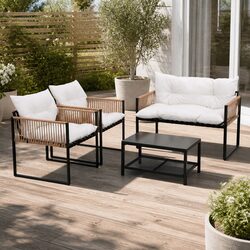 4-Piece Outdoor Lounge Set 4 Seater Garden Patio Sofa Table Chair Furniture