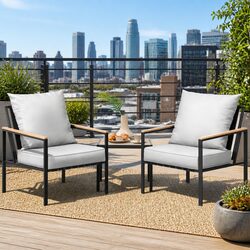 Outdoor Lounge Setting 3PC Bistro Furniture 2 Chairs Coffee Table Patio Black