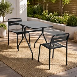3-Piece Outdoor Bistro Set Steel Patio Dining Table and Chairs Black Garden