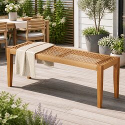 2-Seater Outdoor Garden Bench Dining Patio Furniture Natural Wood Seat