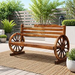 Outdoor Garden Bench 3 Seat Wooden Wagon Chair Lounge Patio Furniture Brown