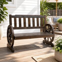 Outdoor Garden Bench 2 Seater Wooden Wagon Chair Patio Furniture Brown