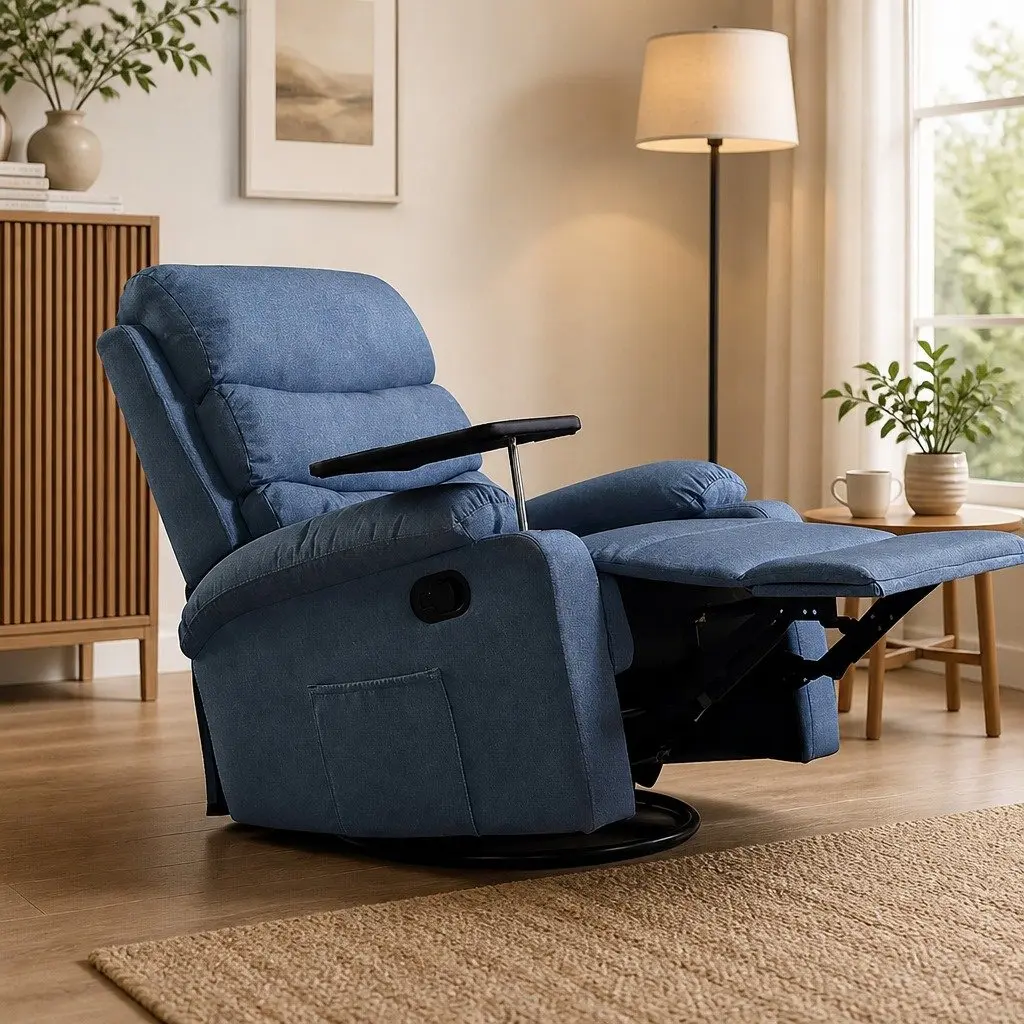 Massage Recliner Chair Blue Heated Adjustable Tilt Remote Control Lounge Seat