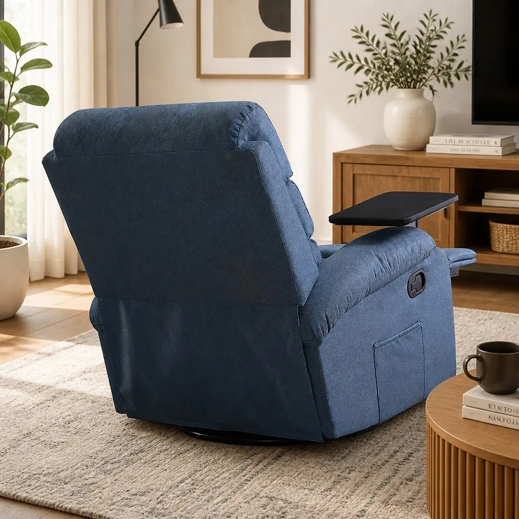 Massage Recliner Chair Blue Heated Adjustable Tilt Remote Control Lounge Seat