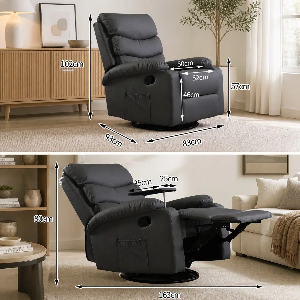 Massage Chair Recliner 360 Swivel Heated Adjustable Footrest Armrest Black