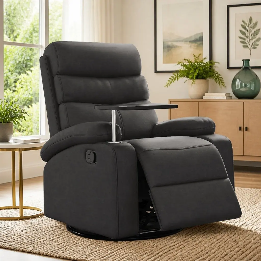 Massage Chair Recliner 360 Swivel Heated Adjustable Footrest Armrest Black