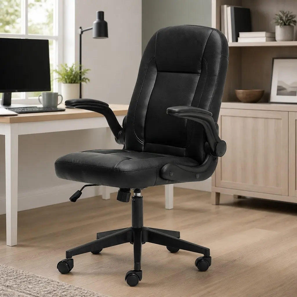 Executive Office Chair Ergonomic High Back Adjustable Seat Black PU