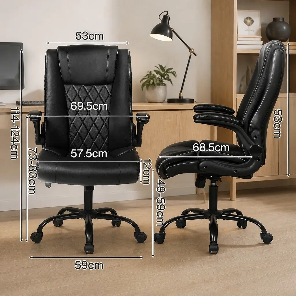Office Chair Reclining Ergonomic High Back Adjustable Height Black