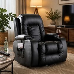 Massage Recliner Chair 360 Swivel Heated Lumbar Electric Full Body Relaxation