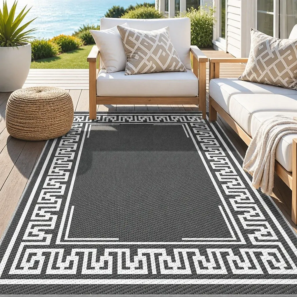 Outdoor Rug Reversible Dual-Sided 152x244cm Grey