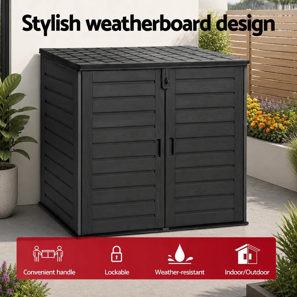 Outdoor Storage Box Lockable Cabinet 1170L Capacity Black