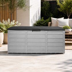 Outdoor Storage Box 290L Lockable Garden Deck Organiser With Wheels Black