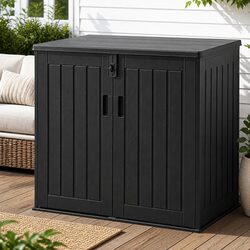 Outdoor Storage Box 775L Lockable Cabinet Tool Organizer Shed Container Black