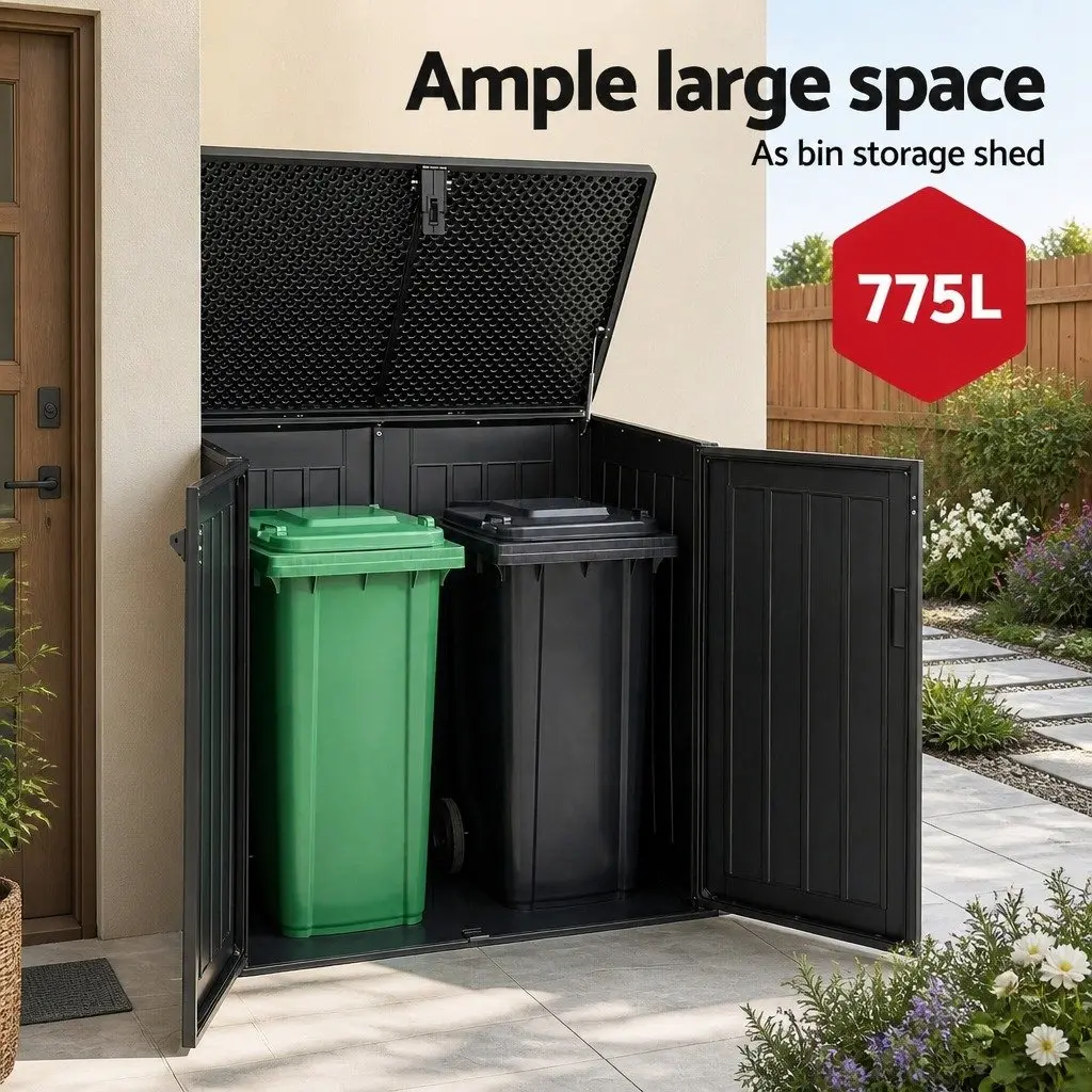 Outdoor Storage Box Lockable Cabinet 775L Black