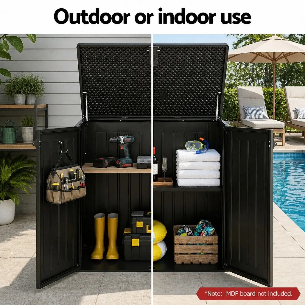 Outdoor Storage Box Lockable Cabinet 775L Black