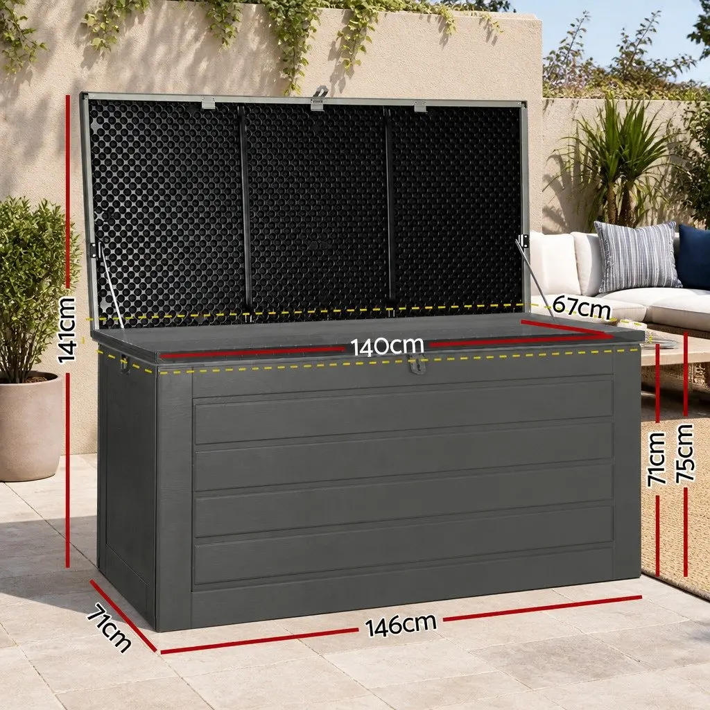 Outdoor Storage Box Lockable Weather-Resistant 680L Grey Black