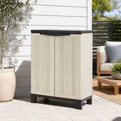 Outdoor Storage Cabinet 92cm Lockable Cupboard Weather-Resistant Beige Half-Size