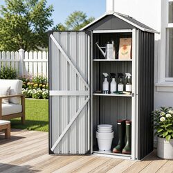 Outdoor Storage Cabinet Vertical Garden Shed Steel Tool Lockable Cupboard