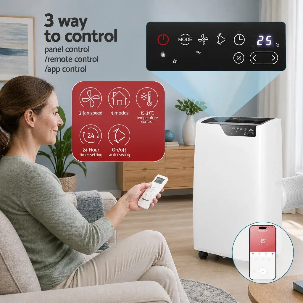 Portable Air Conditioner 12000BTU Dehumidifier Fan Cooler Remote Control White