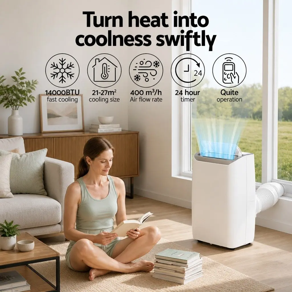 Portable Air Conditioner 14000BTU 3-in-1 Cooling Unit White