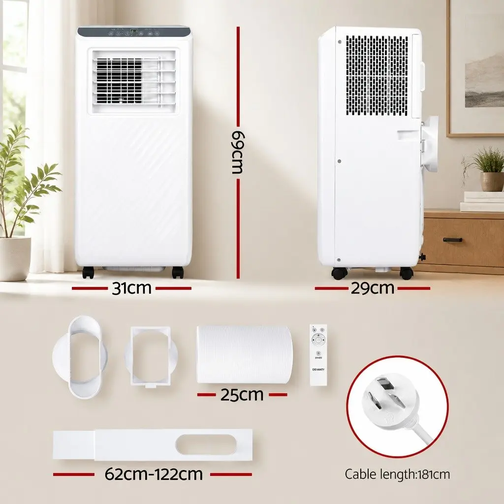 Portable Air Conditioner 7000BTU 3-in-1 Cooling Dehumidifier Fan White