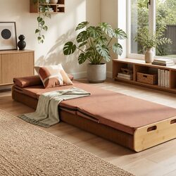 Folding Kraft Paper Bed Frame Single Sofa 300kg Capacity Camping Guest Bedroom