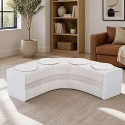 Folding Paper Bench Expandable Accordion Stool with 4 PU Leather Seat Pads White
