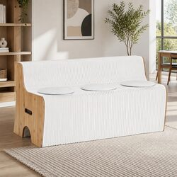 Folding Paper 3 Seater Sofa Bench Accordion Collapsible Couch with PU Cushions