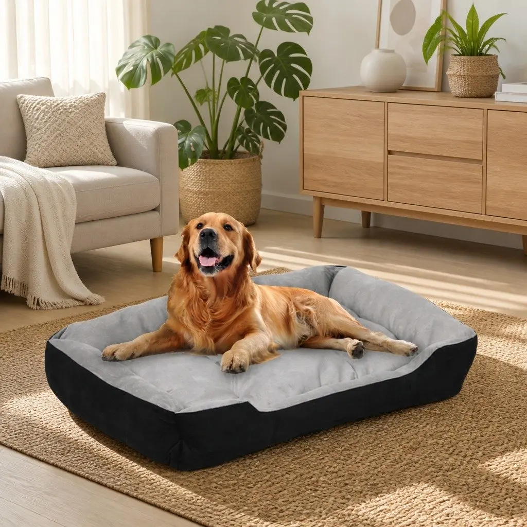 Pet Bed Soft Warm XL Large Mattress for Dog and Cat Grey Black or Grey Navy