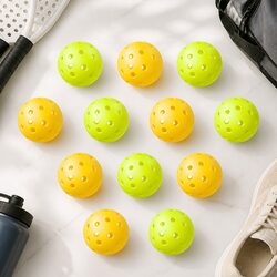 Pickleball Set 12PC 40-Hole Design Indoor Outdoor Play Green Yellow Balls 74mm