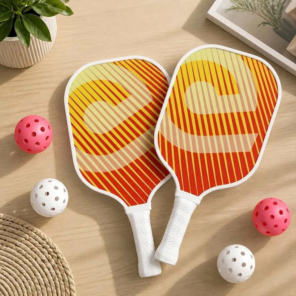 Pickleball Paddle Set Honeycomb Core Fibreglass Orange