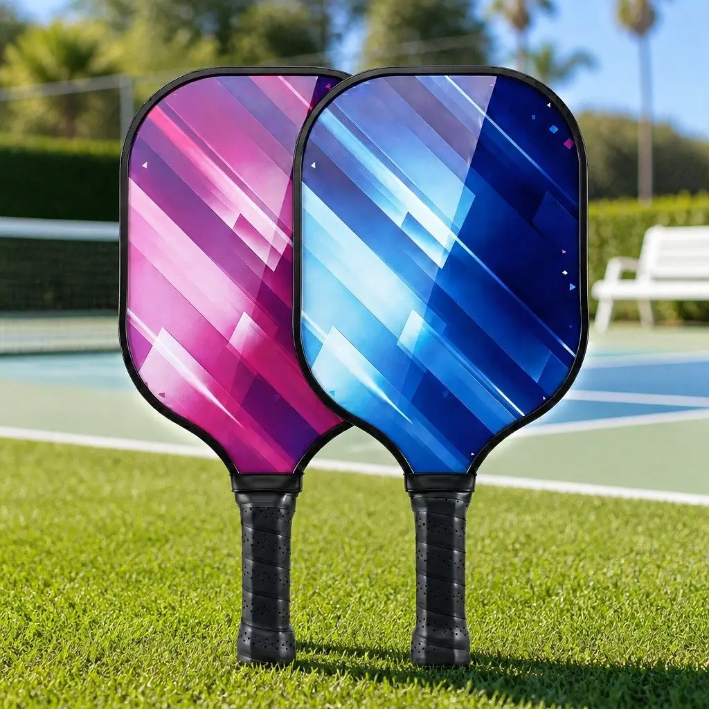Pickleball Paddle Set Honeycomb Core Fibreglass Paddles Blue Purple