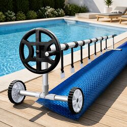 Pool Cover 10x4m Solar Blanket 500 Micron Blue with Aluminium Roller Kit