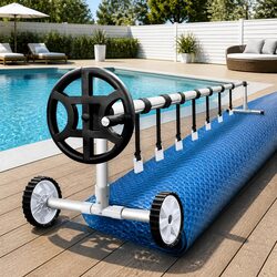 Pool Cover Solar Blanket 10x4m 500 Micron with Aluminium Roller Crank System