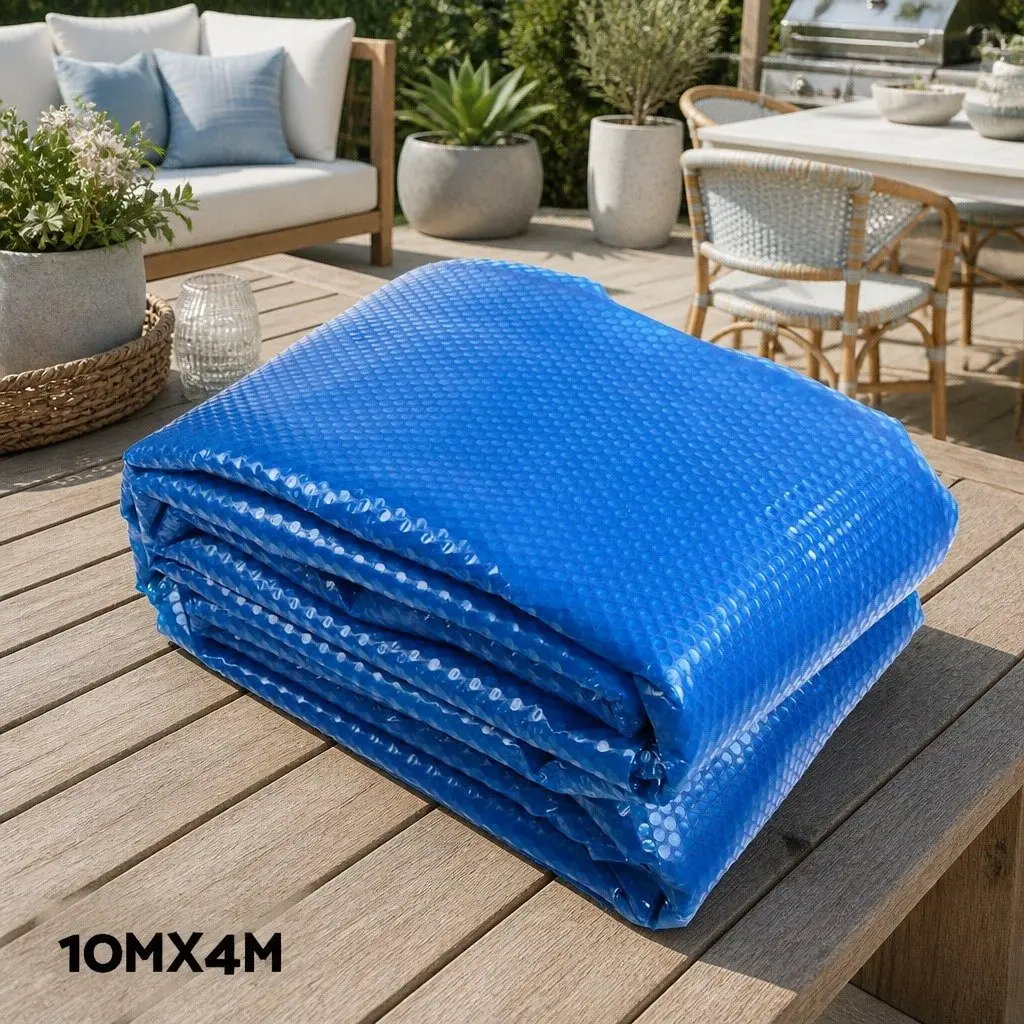 Pool Cover Solar Blanket 10x4m 500 Micron with Aluminium Roller System Blue and Silver