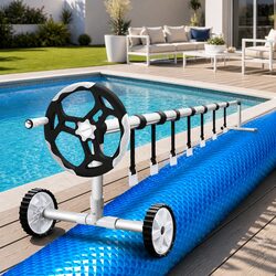 Pool Cover 10x4m 500 Micron Solar Blanket with Aluminium Roller System Portable