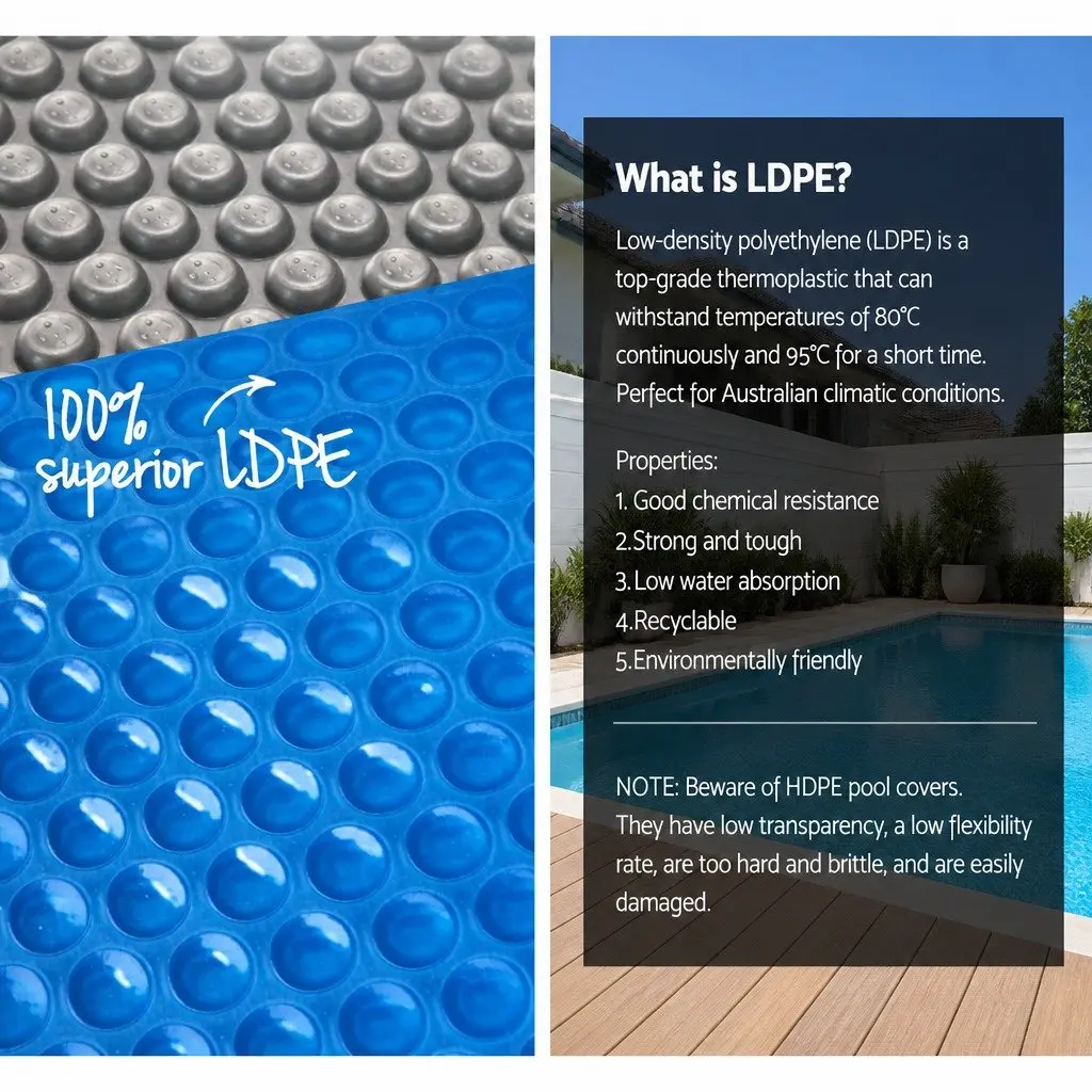 Pool Cover Solar Blanket 10x4m 500 Micron with Adjustable Aluminium Roller for Swimming Pool