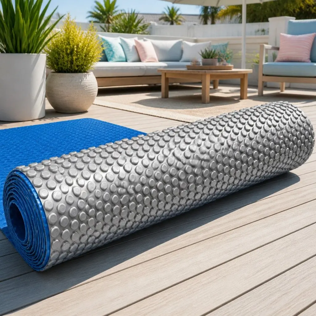 Solar Pool Cover 600 Micron Bubble Heat Blanket Blue Silver 10.5m x 4.2m