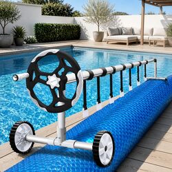 Pool Cover 11x4.8m 500 Micron Solar Blanket with Aluminium Roller 5.55m Width