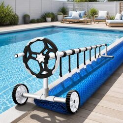 Pool Cover 11x4.8m Solar Blanket 500 Micron Blue with Aluminium Roller System