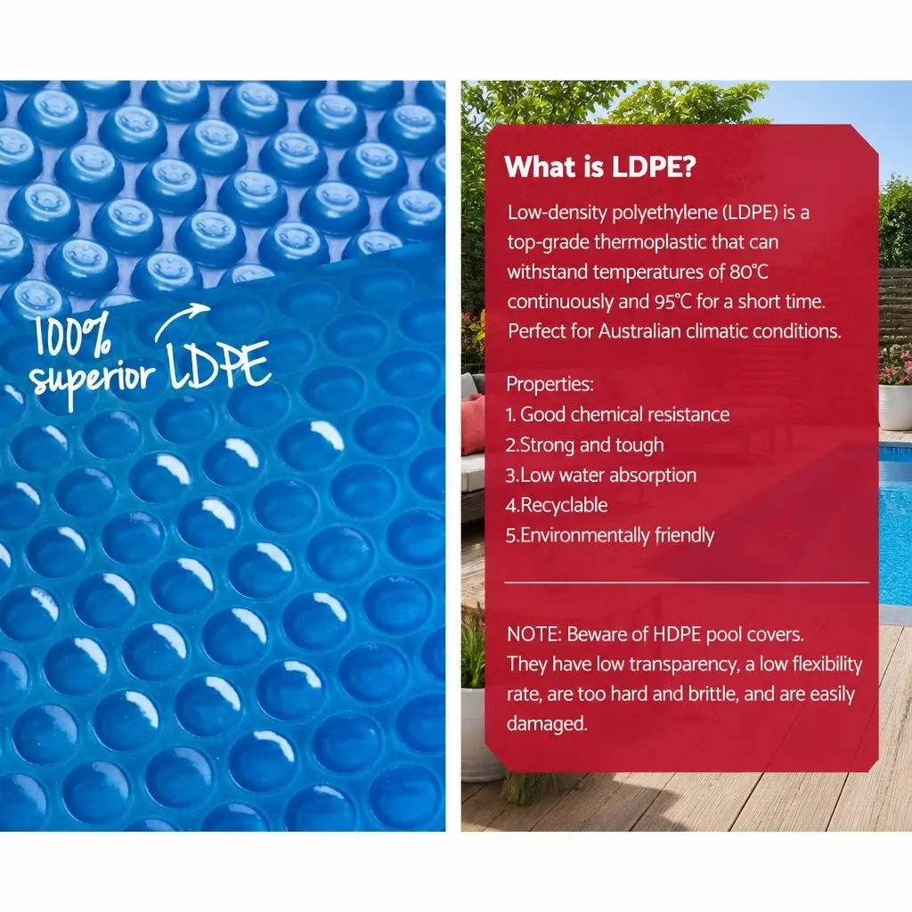 Pool Cover Solar Blanket 11x4.8m 500 Micron Blue with Aluminium Roller System