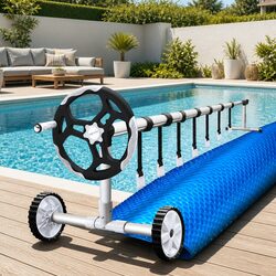 Pool Cover 11x4.8m 500 Micron Solar Blanket Blue with Aluminium Roller 5.5m