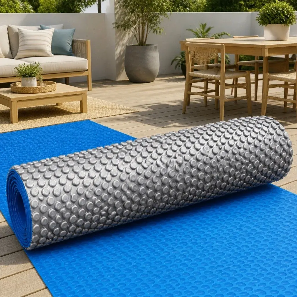 Pool Solar Cover 11x6.2m 600 Micron Bubble Swimming Pool Blanket Blue Silver