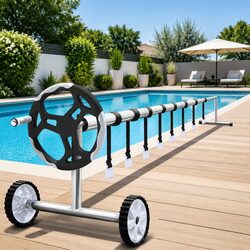 Pool Cover 6.5x3m Solar Blanket Roller Aluminium 400 Micron Heat Retention