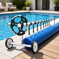 Pool Cover 6.5x3m Solar Blanket with Aluminium Roller 400 Micron Durable Heating
