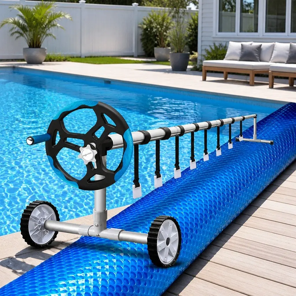 Pool Cover 6.5x3m 500 Micron Solar Blanket Roller Blue Silver Swimming Pool