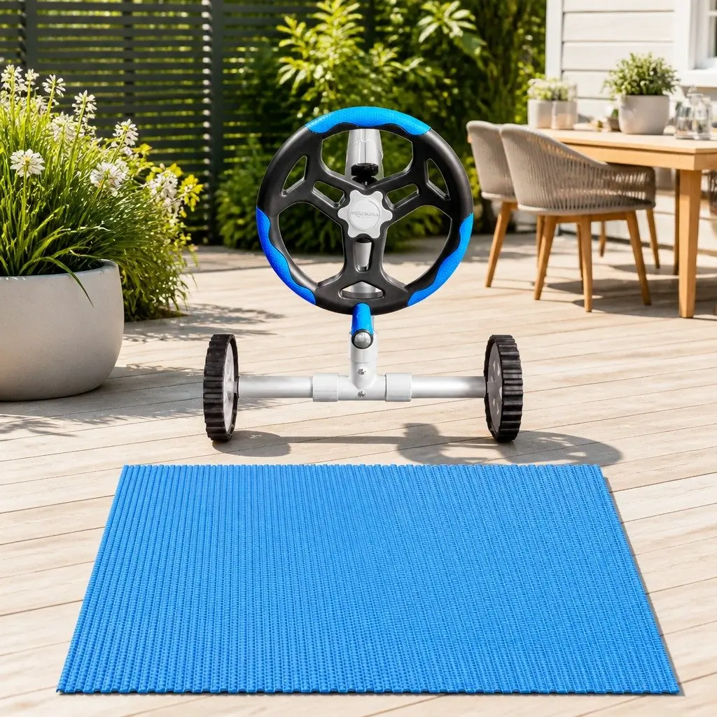 Pool Cover Solar Blanket 7x4m 600 Micron with Aluminium Roller Crank System