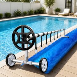 Pool Cover 7x4m Solar Blanket 500 Micron with Aluminium Roller Heating System