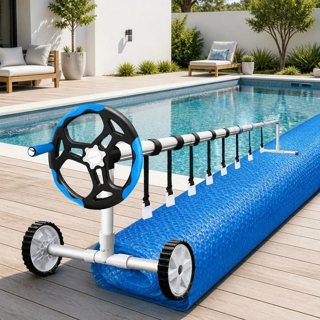Pool Cover Solar Blanket 7x4m 500 Micron Roller Aluminium Portable Swimming